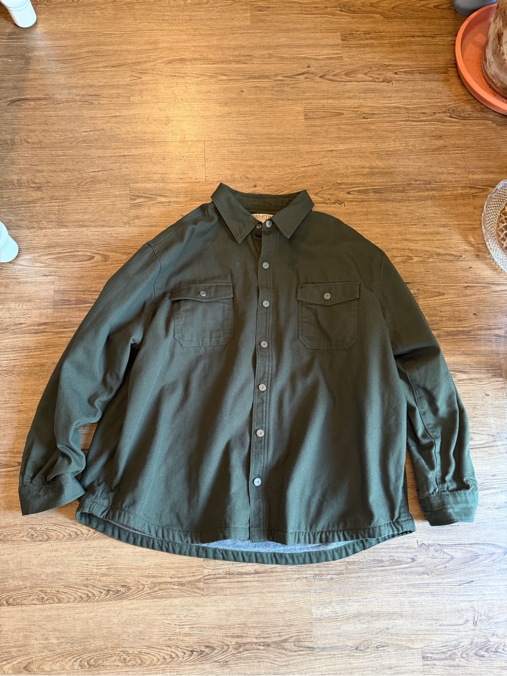 Men's Duluth Olive Green Button-Up Overshirt Jacket